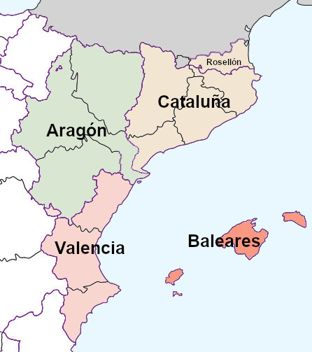 mapa Aragón con mar